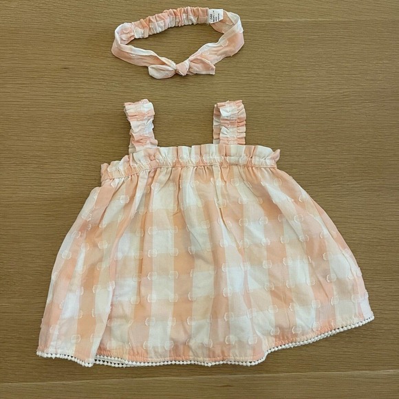 Baby Girl's Joie Size 24M Gingham Woven Swiss Dot Top Headband Set - Picture 1 of 7